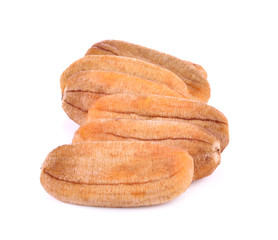 dried banana on white background
