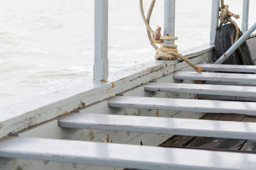 The empty seats in the passenger boat