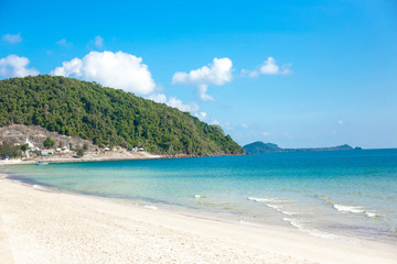landscapes of the beach with cloudy