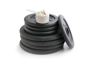 Dumbbell weight and whey protei