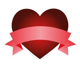 Heart with ribbon isolated object vector