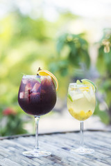 red and white wine sangria cocktail drinks outside