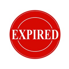 expired white stamp text on circle on red background