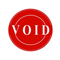 void white stamp text on circle on red background