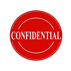 Confidential white stamp text on circle on red background