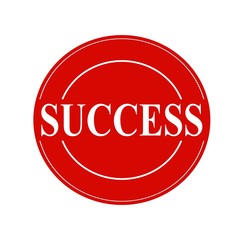 success white stamp text on circle on red background
