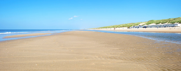North Sea along a sunny beach in spring 