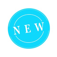 NEW white stamp text on circle on blue background