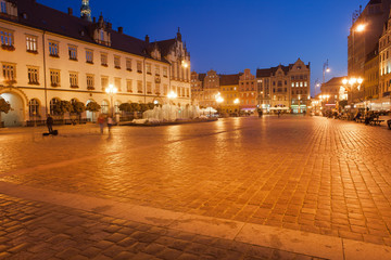 Fototapeta na wymiar Wroclaw Old Town Market Square at Night