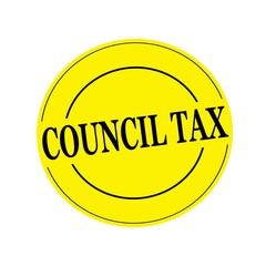 COUNCIL TAX  stamp text on circle on yellow background