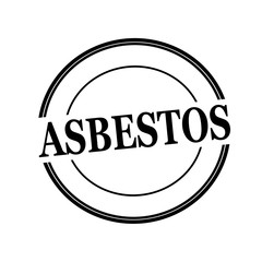 ASBESTOS black stamp text on circle on white background