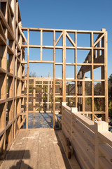 Wooden frame of a new house under construction