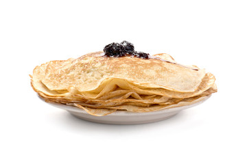 Pancakes with strawberry jam