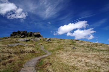 Fototapeta na wymiar The way to the top. Part of the Pennine Way, Peak District, England,