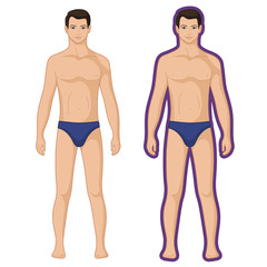 Fashion man couple outlined template figure