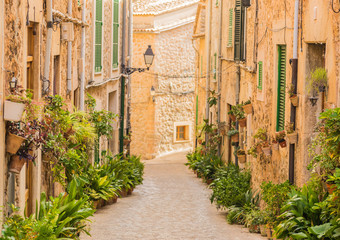 Beautiful street of a old mediterranean village