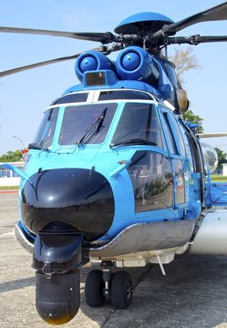 EC-225 helicopter for opening to visitors at Kaohsiung Navy Headquarters in Taiwan. On Oct 24, 2015