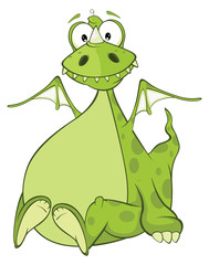 Illustration of a Green Dragon. Cartoon Character