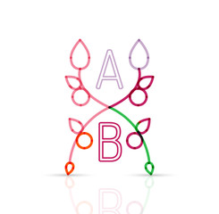 Abstract geometric linear hipster floral icon, frame design, flat style