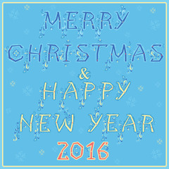 Merry Christmas and Yappy New Year with floral pattern