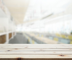 Table Top And Blur Building Of Background