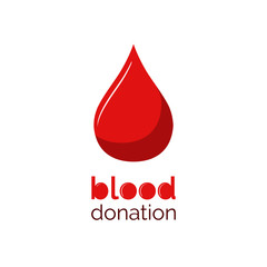 Blood donation design. Red blood drop with text. Donate blood.