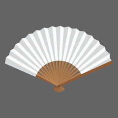 Opened fan white and wooden in vector