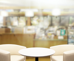 Table Top And Blur Interior of Background