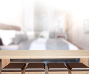 Table Top And Blur Background In Bedroom