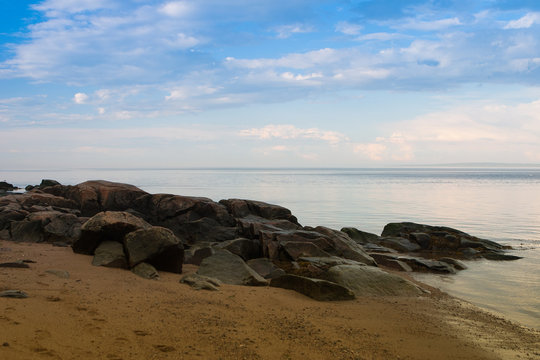 Empty beach on St.Lawrence river, Canada