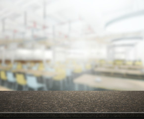 Table Top And Blur Building Of Background