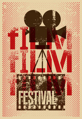 Obraz premium Film festival poster. Retro typographical grunge vector illustration.