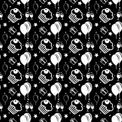 Naklejka premium Happy birthday and anniversary seamless background pattern 