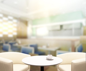 Table Top And Blur Interior of Background