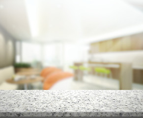 Table Top And Blur Building Of Background