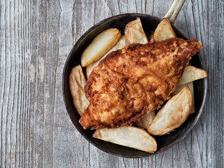 rustic traditional english fish and chips