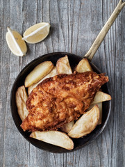 rustic traditional english fish and chips