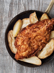 rustic traditional english fish and chips
