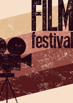 Film festival poster. Retro typographical grunge vector illustration.