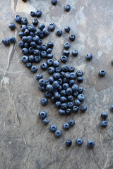 fresh blueberries on slate