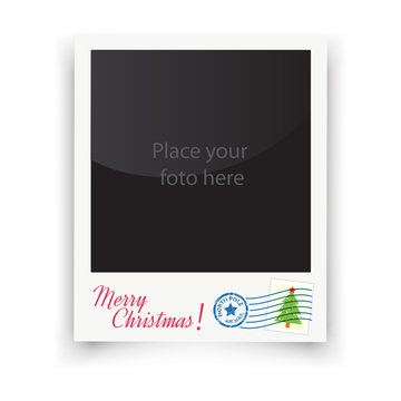 Vector template photo frames Polaroid. Christmas greeting with place for your photo
