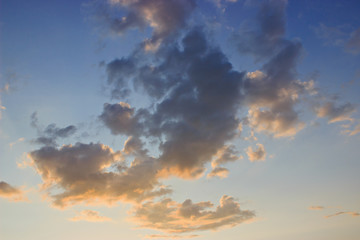 Beautiful sunset sky with clouds.