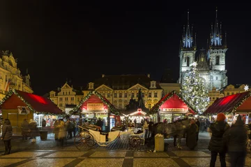 Deurstickers Christmas light. Old Town Square at Christmas time, Prague, Czech Republic. © murmakova