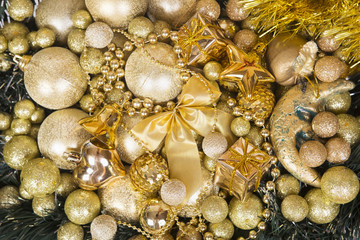 Fototapeta na wymiar Christmas gold bow like a background.