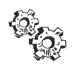 Gears. Doodle. Vector illustration