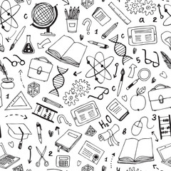vector seamless pattern with education items
