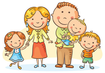 Fototapeta na wymiar Happy family with three children