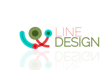 Vector swirl and circles outline minimal abstract geometric logo