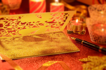 greeting card and candle