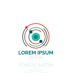 Vector swirl and circles outline minimal abstract geometric logo